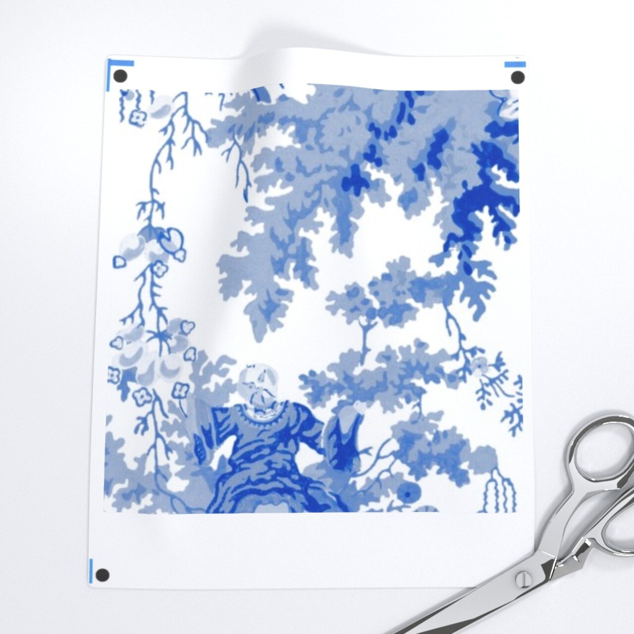 Chinoiserie Willow Blue White Toile Chinese Nature Garden Botanical Decor Home Kitchen Abstract Custom Printed Fabric by Spoonflower Various Fabrics by the Yard or Fat Quarter